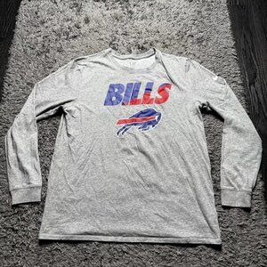 Buffalo Bills Nike Shirt Mens XL Gray Dri Fit Pullover Long Sleeve NFL Logo